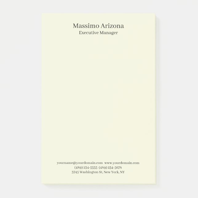 Beige Simple Schlicht Professionell Modern Minimai Post-it Klebezettel (Vorderseite)