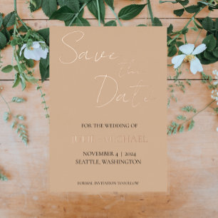 Beige Simple Style Wedding Save the Date Folieneinladung