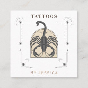 Beige Skorpio Illustration Tattoo Artist Mystic Quadratische Visitenkarte