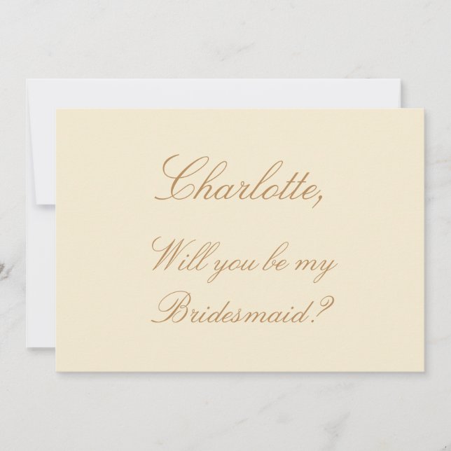 Beige Skript Elegante Cream Bridesmaid Vorschlag Einladung (Vorderseite)