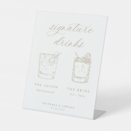 Beige Skriptsignatur Drinks Hochzeit Sockelschild