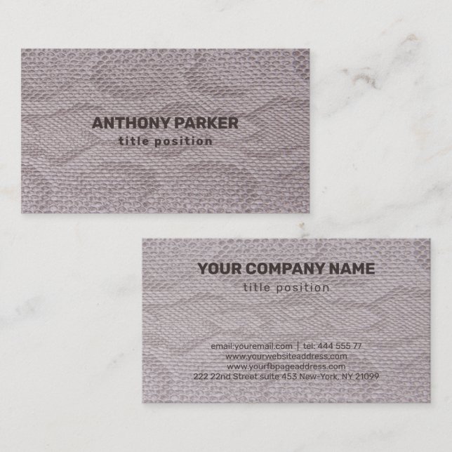 Beige Snakeskin Business Card Visitenkarte (Vorne/Hinten)