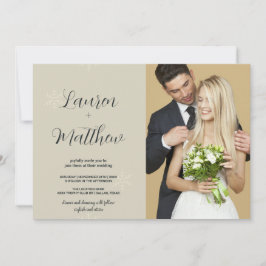 Beige Snow Hochzeit Einladungen mit Foto