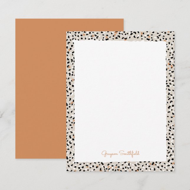 Beige Snow Leopard Print Personal Stationery Card Einladung (Vorne/Hinten)