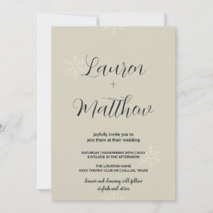 Beige Snow Wedding Einladungen