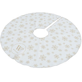 Beige Snowflakes Patternfamilie Monogram Polyester Weihnachtsbaumdecke