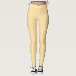Beige Solid Color Leggings