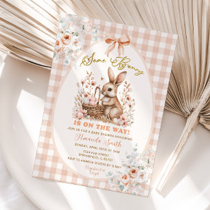 Beige Some Bunny Is On The Way Florale Babyparty Einladung