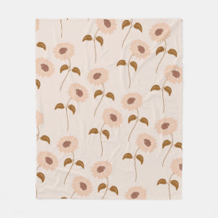 Beige Sonnenblumen Tropischer Blumen Botanischer F Fleecedecke