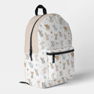 Beige Sphynx-Katzen-Muster Individuelle Monogramm Bedruckter Rucksack