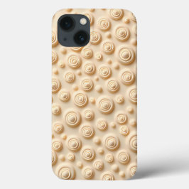 Beige Spiral Muster iPhone Hülle Ästhetischer Stil