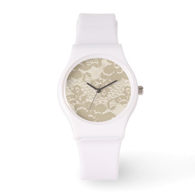 Beige Spitze Armbanduhr (Vorderseite)