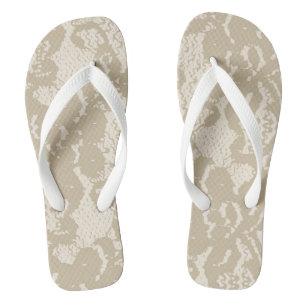 Beige Spitze Flip Flops