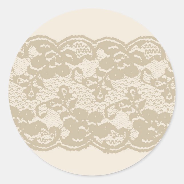 Beige Spitze Runder Aufkleber (Vorderseite)