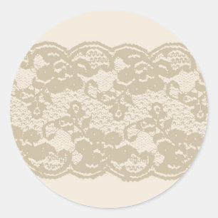 Beige Spitze Runder Aufkleber