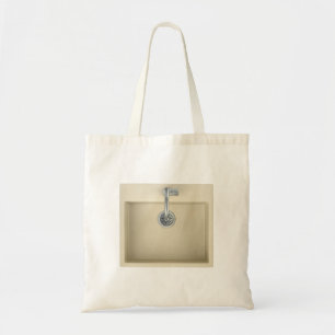 Beige Spülbecken und Wasserhahn Tragetasche