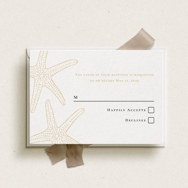 Beige Starfish Response Card RSVP Karte (Von Creator hochgeladen)