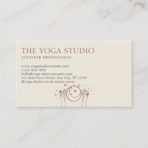 Beige Sterne Energie Hands Moon Spirituell Visitenkarte