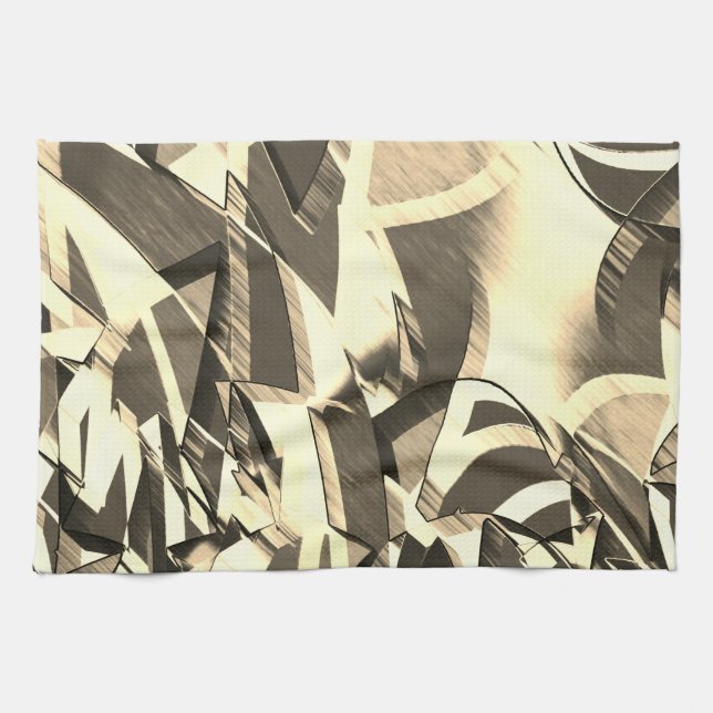 Beige Streifen auf einem braunen, tropfenden Bild Geschirrtuch (Horizontal)