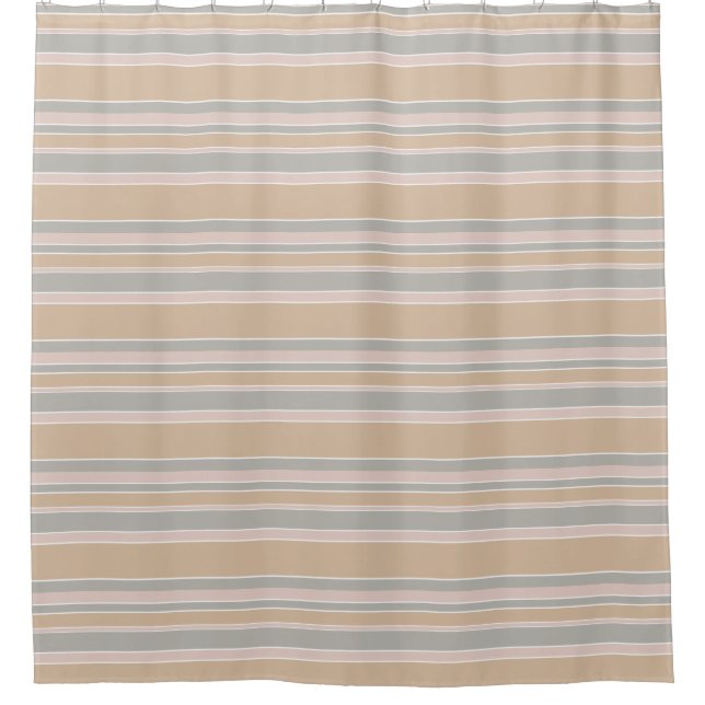 Beige Streifen Duschvorhang (Vorderseite)