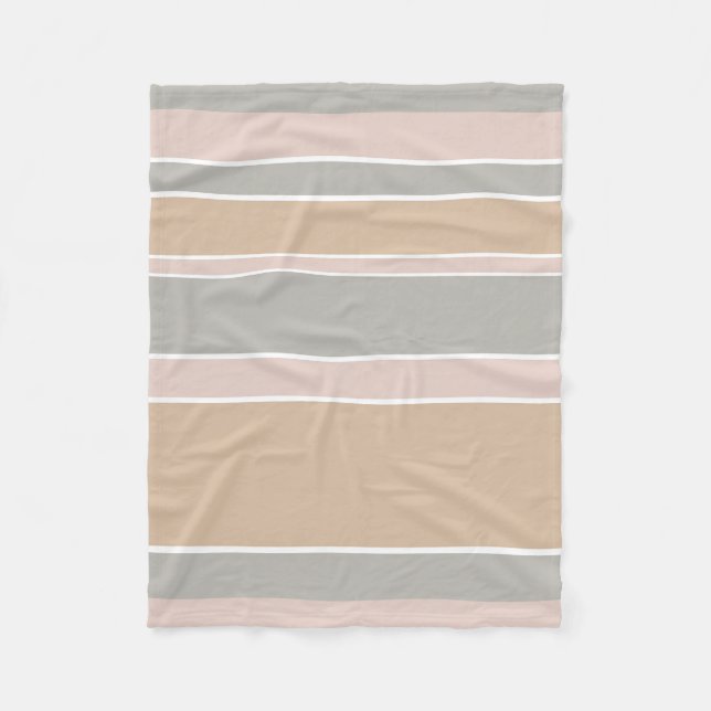 Beige Streifen Fleecedecke (Vorderseite)