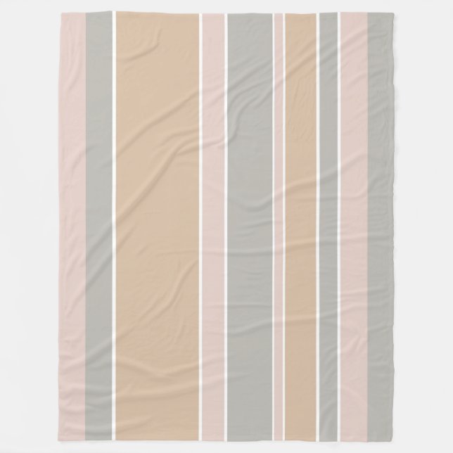 Beige Streifen Fleecedecke (Vorderseite)