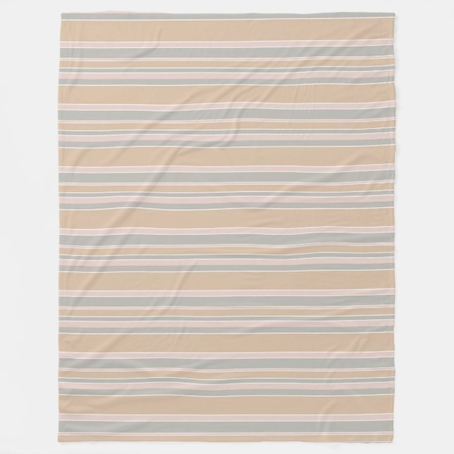Beige Streifen Fleecedecke (Vorderseite)