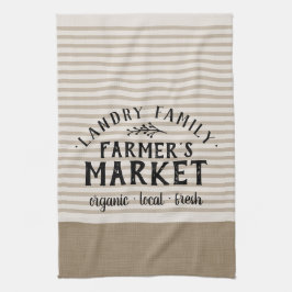 Beige Streifen für den Markt für Landwirte | Bauer Geschirrtuch