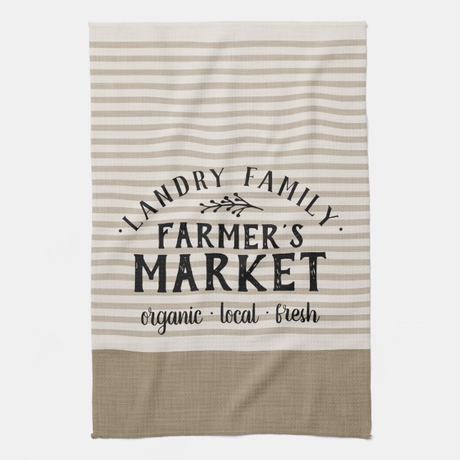 Beige Streifen für den Markt für Landwirte | Bauer Geschirrtuch (Vertikal)