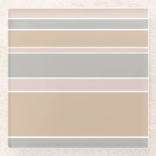 Beige Streifen Glasuntersetzer