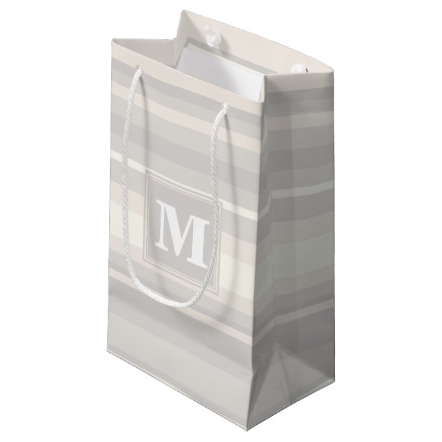 Beige Streifen Kleine Geschenktüte (Vorderseite Schrägansicht)