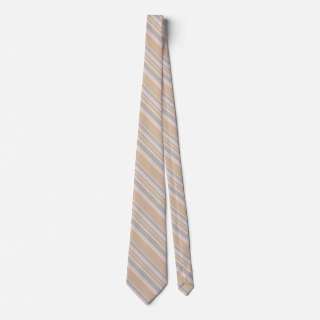 Beige Streifen Krawatte (Vorderseite)