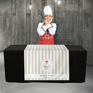 Beige Streifen Logo Tisch Pop-Up-Shop-Verkäufer Lä Wandteppich