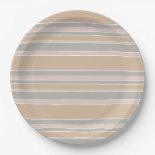 Beige Streifen Pappteller