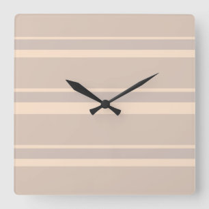 Beige Streifen Quadratische Wanduhr