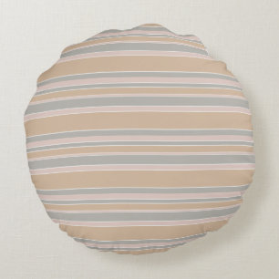 Beige Streifen Rundes Kissen
