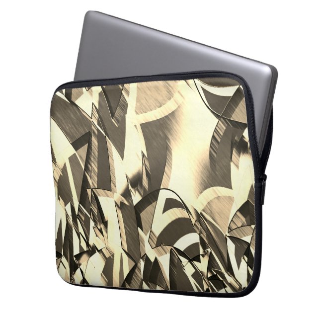 Beige Streifen über braunes Bild mit Drizzle Laptopschutzhülle (Vorderseite Links)