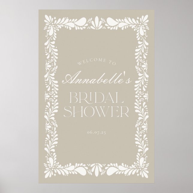 Beige Talavera Tile Fiesta Brautparty Willkommen Poster (Vorne)