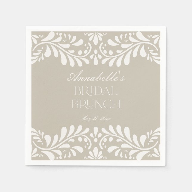 Beige Talavera Tile Spanish Fiesta Bridal Brunch Serviette (Vorderseite)