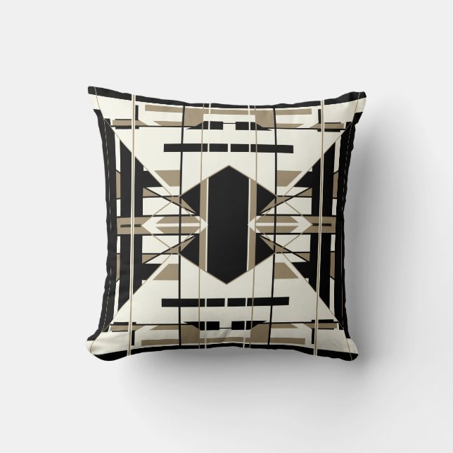 Beige Tan Black Southwest Indian Look Kissen (Vorderseite)