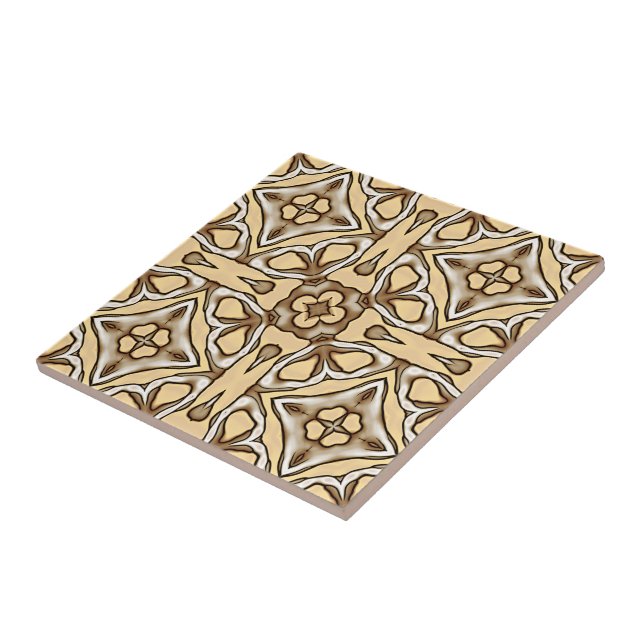 Beige Tan Brown Taupe Ivory Ethnischer Stamm Kunst Fliese (Seite)