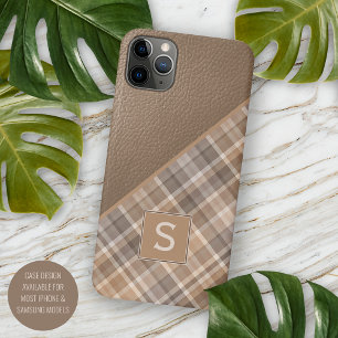 Beige-Tan-Hellbraun-Taupe-Karomuster Gingham-Muste iPhone 16 Pro Max Hülle