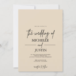 Beige Tan QR Einladung zur Hochzeit
