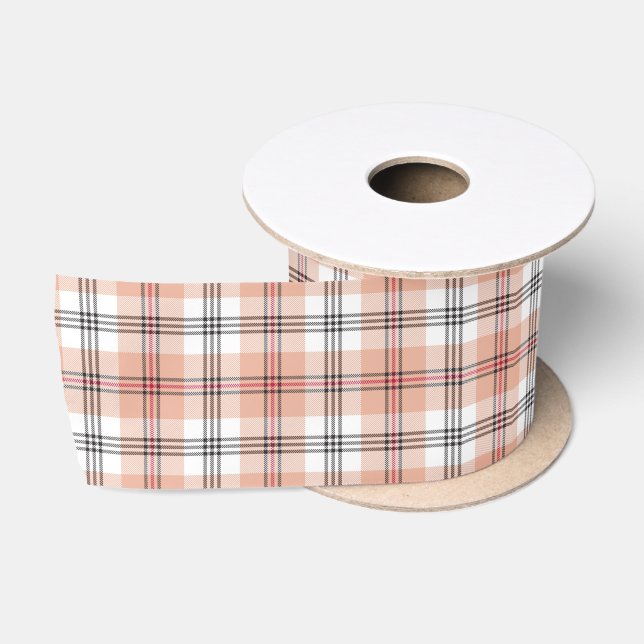 Beige Tartan Kariertes Muster Satinband (Spule)