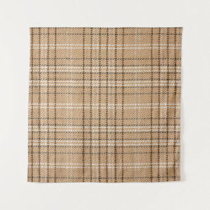 Beige Tartan: Klassischer Karierter Weave. Wandteppich