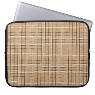 Beige Tartan: Klassisches Karomuster. Laptopschutzhülle