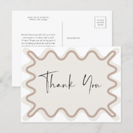 Beige Taupe Border Danke Postcard Einladungspostkarte