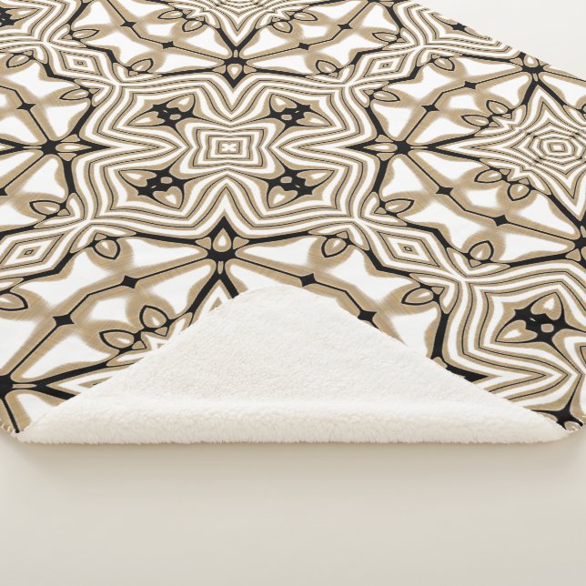 Beige Taupe Brown Schwarz-weißer Bohemischer Stamm Sherpadecke (3/4)