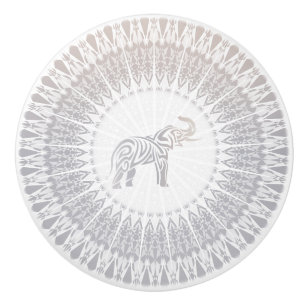 Beige Taupe Elephant Mandala Modern Keramikknauf