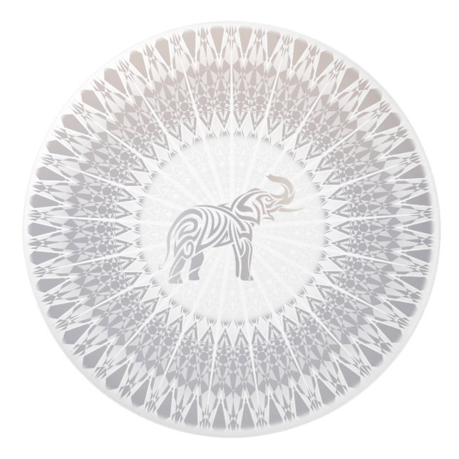 Beige Taupe Elephant Mandala Modern Keramikknauf (Vorderseite)